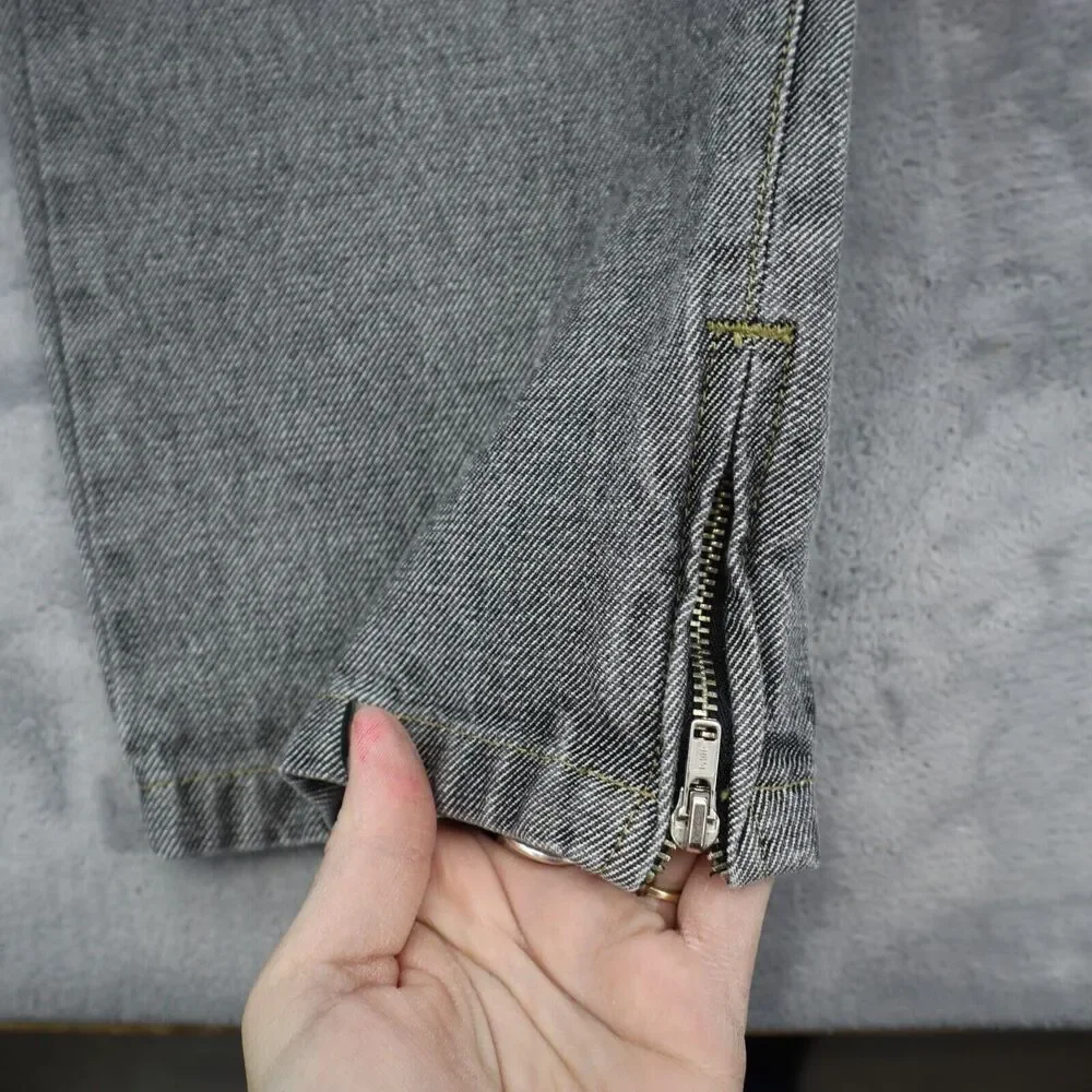 Liz Claiborne Pants Womens 8 Gray Straight Ankle Zip Hook Eye Dark Wash Jeans